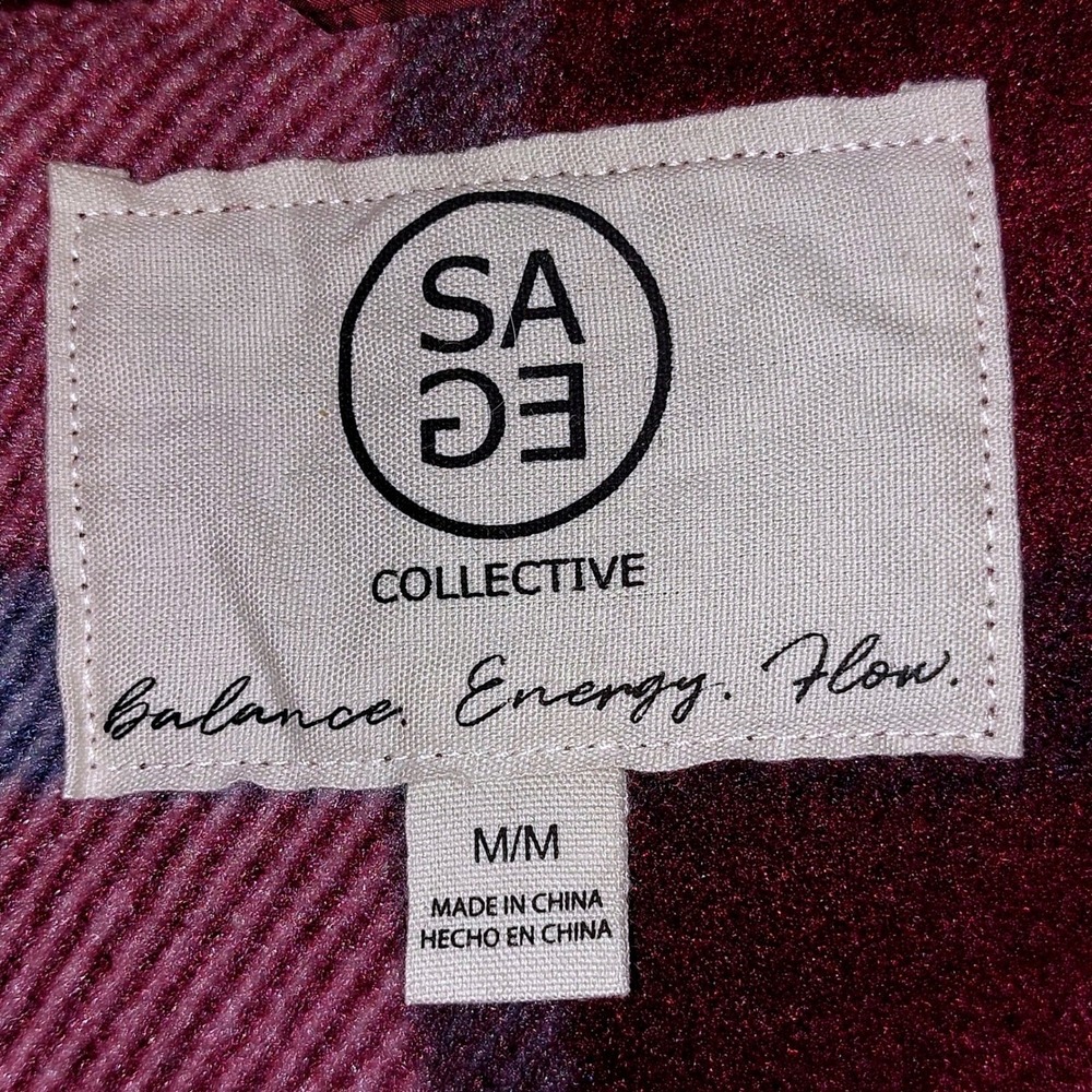 Sage Collective Women's Sherpa Fleece Full Zip Vest Burgundy Plaid Lined  Size M - Picture 9 of 12